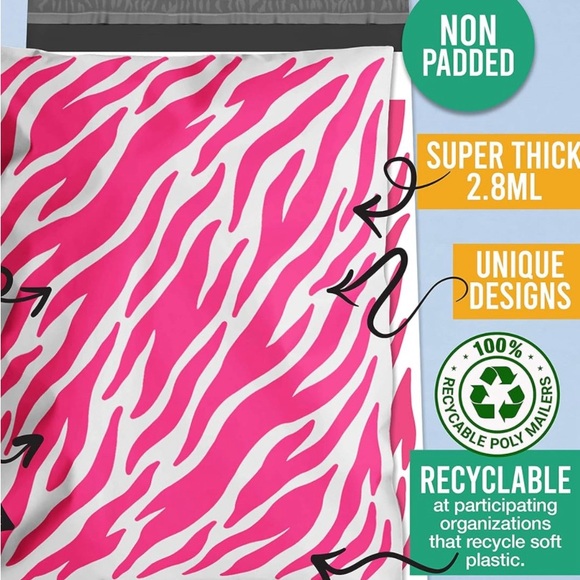 Hot Pink Tiger Print Polymailers. 10 x 13  qty 25 - Picture 6 of 7